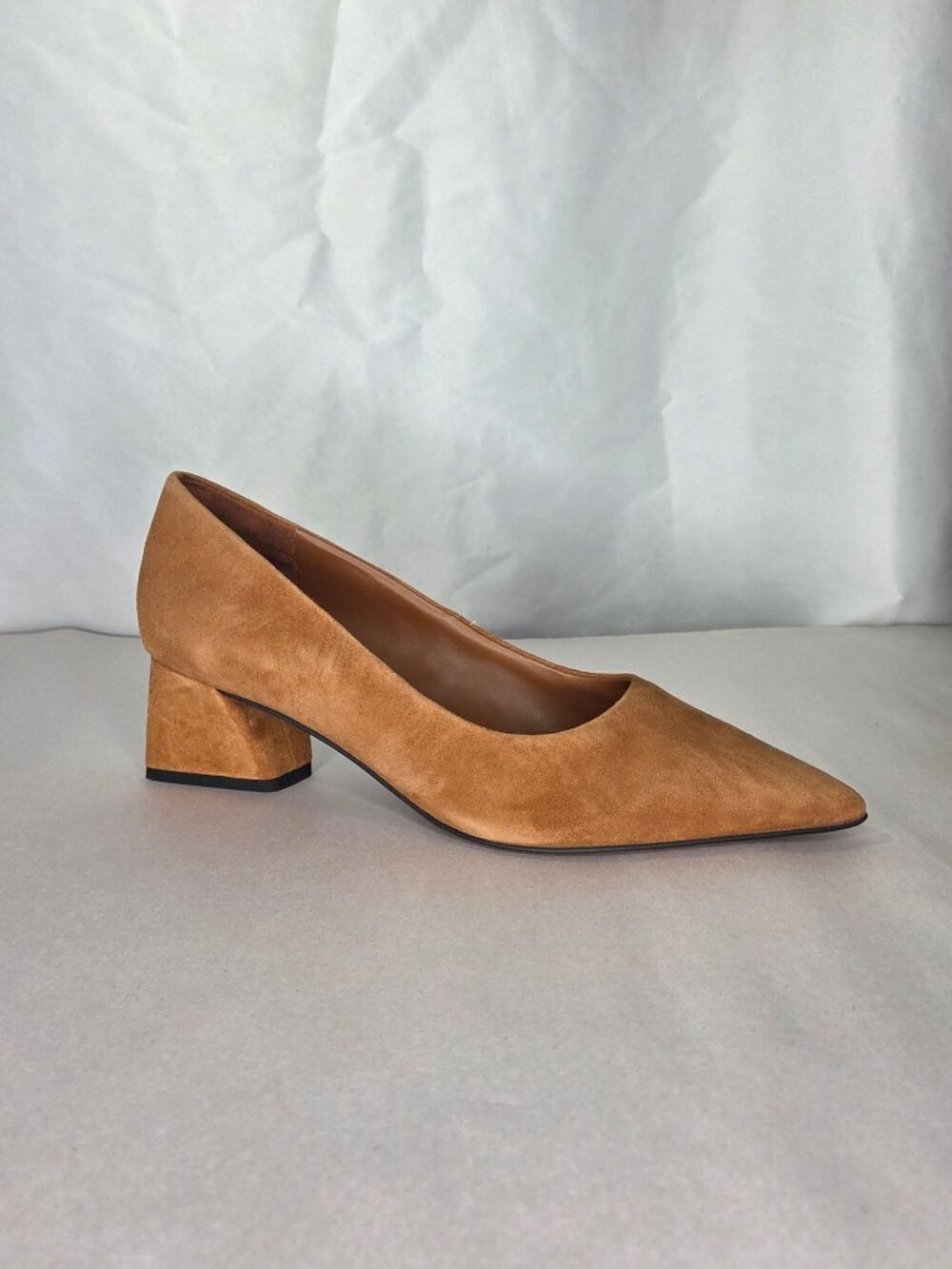 Franco Sarto Racer Pointed Toe Block Heel Suede Pumps. Size: 10 M